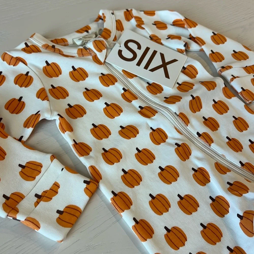 🎃 SIIX Organic Cotton Pumpkin Convertible Romper 6-12 18-24 months